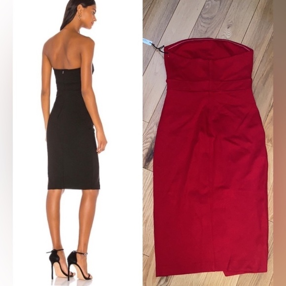 NWT Susana Monaco Angled Slit Button Dress, red, sz 4, sold for $211 on Revolve - Picture 2 of 8